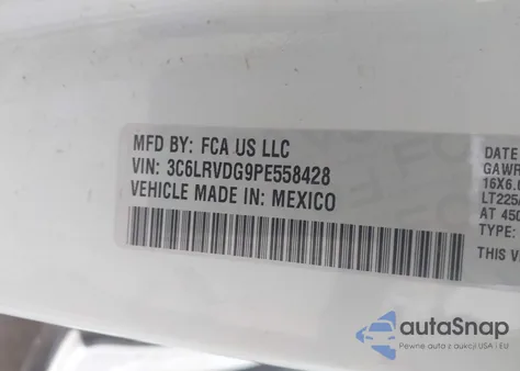 2023 Ram Promaster 2500 High Roof 159 Wb from USA, damaged, VIN 3C6LRVDG9PE558428